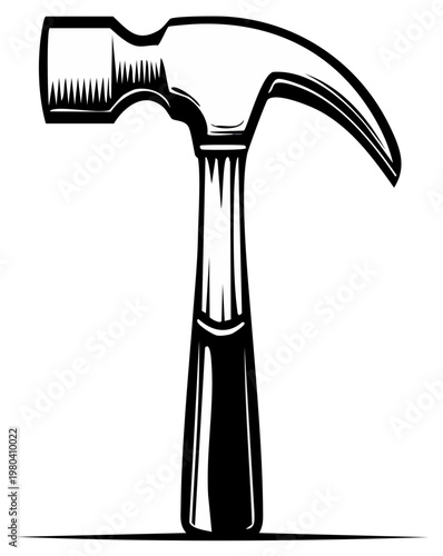 Vintage Style Claw Hammer for Construction and DIY Projects Black and White Illustration