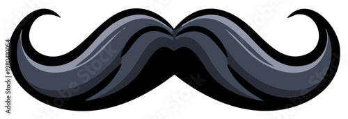 Stylized Dark Grey Handlebar Mustache with Curled Ends