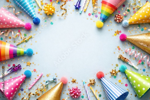 Flat lay of colorful party ...