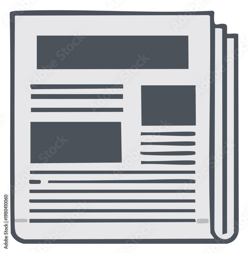 Folded daily newspaper icon illustration for news media and journalism concept
