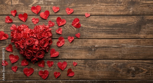 Romantic red heart on vinta...