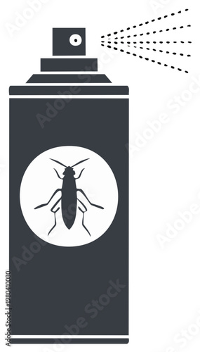 Aerosol can with insect icon spraying insecticide. Pest control solution for home and garden.