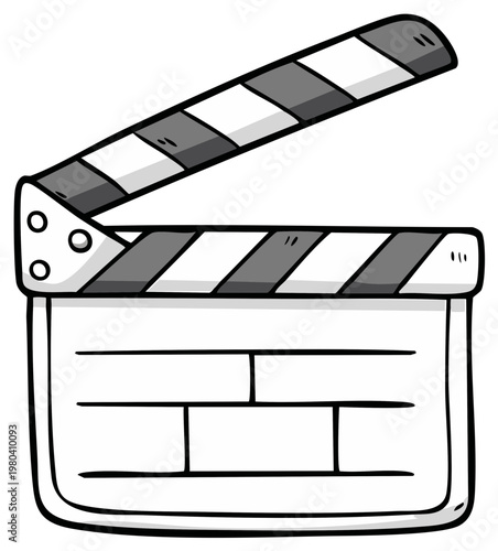Movie Slate Doodle: Action Film Production Board Design with Black and White Film Strip Clapperboard for Entertainment Industry
