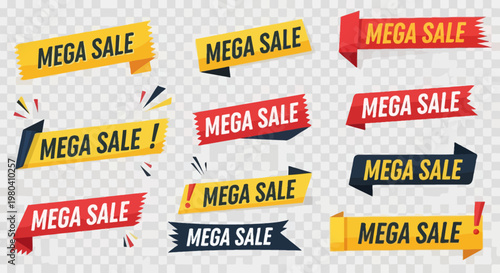 Dynamic collection of vibrant mega sale banners for promotional design