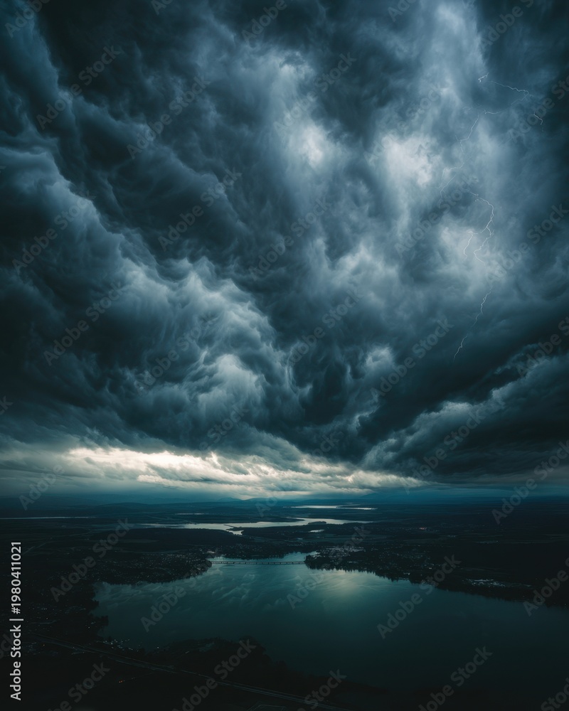 Obraz premium Dramatic Storm Clouds Over Water