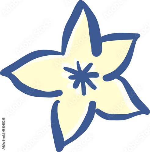 Hand Drawn Star Lemon Flower Whimsical Illustration