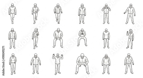 Collection of Hazmat Suit Figures in Various Poses.