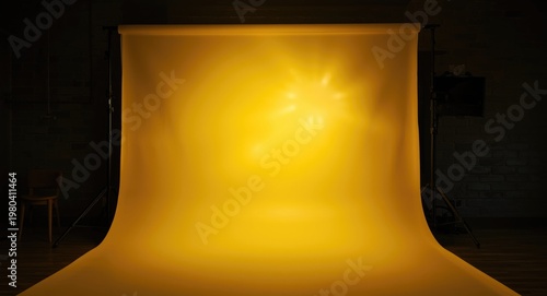 Yellow panel backdrop with ...