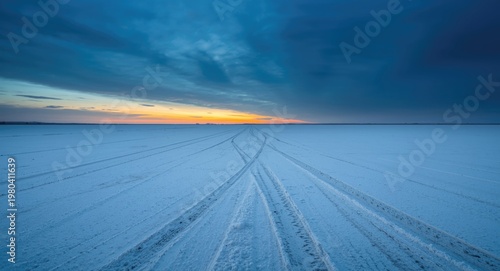 Fresh dawn over white salt ...