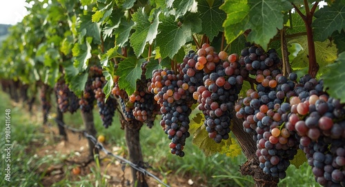 Thriving grape vines filled...