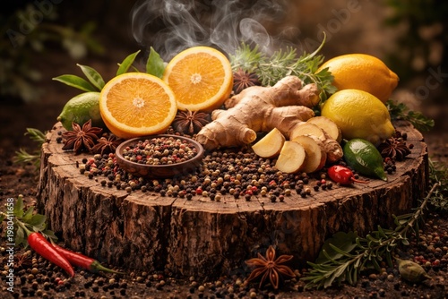 Aromatic wooden stump decor...