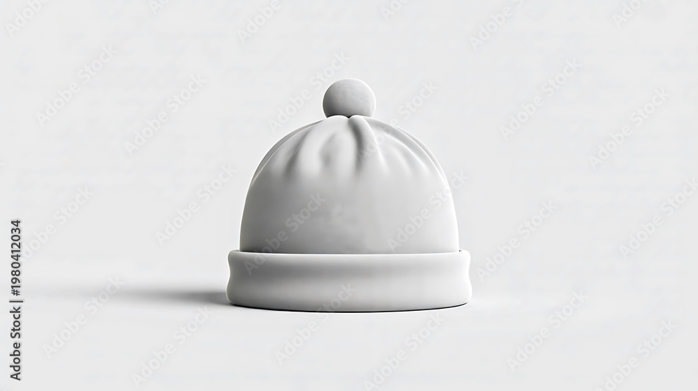 Fototapeta premium Minimal white winter hat mockup isolated on clean background for fashion and apparel design presentation