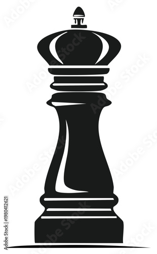 Black and White Chess King Piece Illustration, Board Game Concept