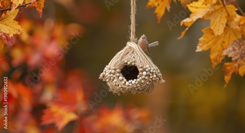 Handcrafted bird home with ...