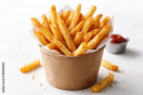 Golden French Fries in Pape...