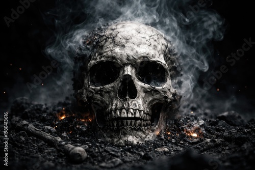 Black and white skull with ...