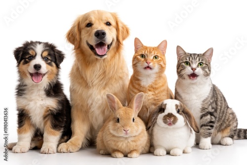 Happy pets including dogs c...