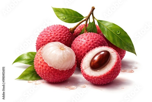 Colorful lychee illustration on a spotless white background