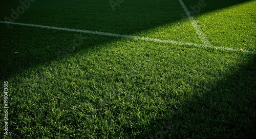 Green turf of football fiel...