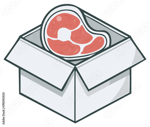 A steak in a cardboard box with a white background  steak food  meat raw  protein  beef