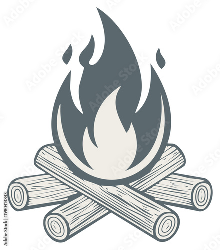 Illustration of Campfire with Logs for Outdoor Adventures