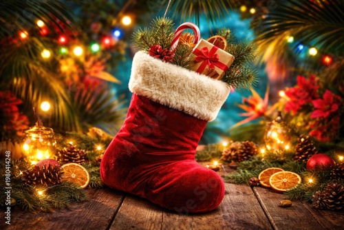 Cozy holiday stocking in pl...
