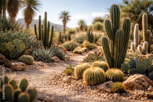Sunny day desert cactus gar...