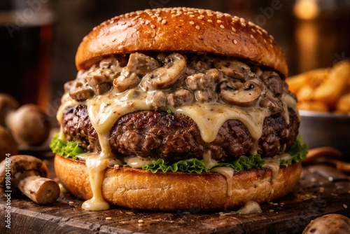 Delicious beef burger with ...