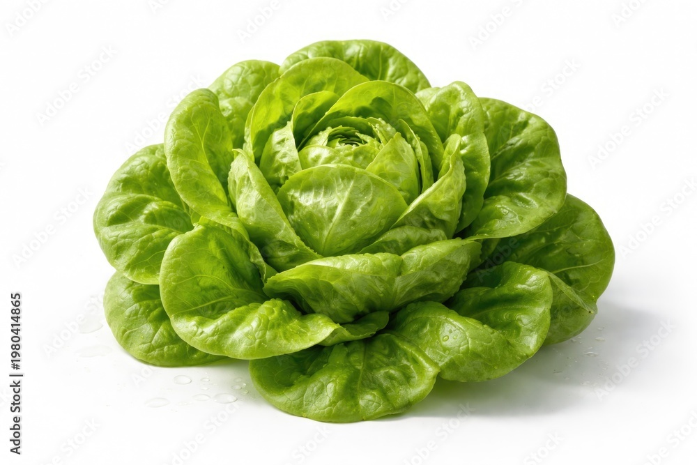 Fototapeta premium Fresh butterhead salad leaves displayed on a clean white background