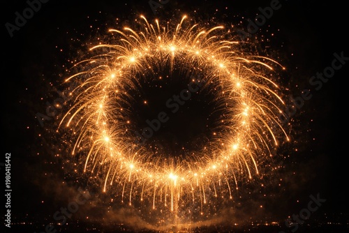 Golden Fireworks Circle Sho...