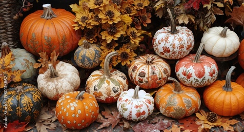 Seasonal autumn display wit...