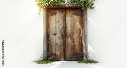 Worn wooden door with natur...
