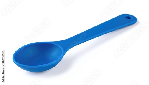 Blue Measuring Spoon Isolated on White Background for Cooking.