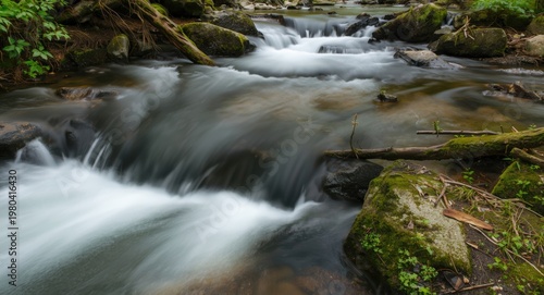 Nature scene showcasing flowing movement with motion blur from extended exposure