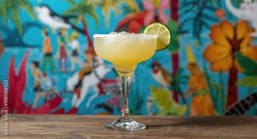 Vibrant margarita glass hol...