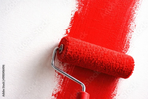Close up of bright red pain...