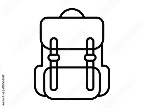 Simple line drawing of a school backpack icon on white background