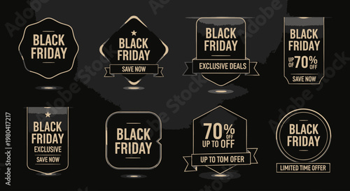 Black Friday Sale Discount Labels.