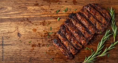 Seared strip steak grilled ...