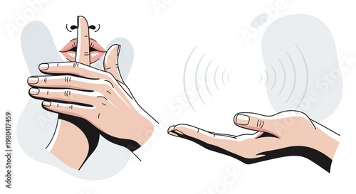 Hands gesturing silently communication and presentation concept illustration