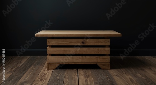 Wooden crate in dark room h...