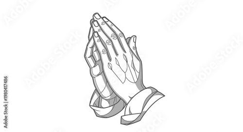 Hands in prayer a graphic depiction of spiritual devotion on white