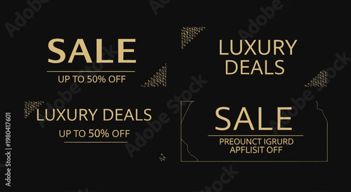Golden Sale Luxury Deals Discount Sign.