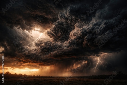 Dramatic stormy sky with da...
