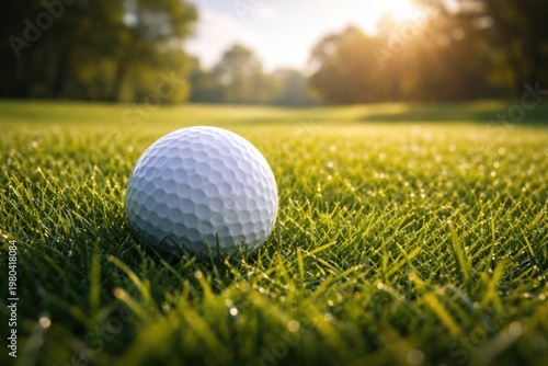 Close up of a golf ball lyi...