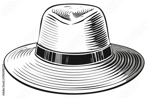 Retro fedora hat illustration, vintage style, elegant accessory