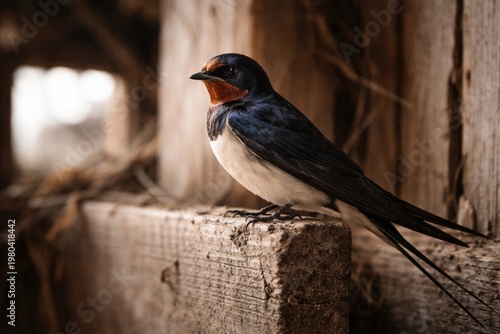Swallow bird perched inside...