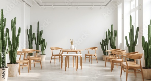 Wooden chairs and tables ac...