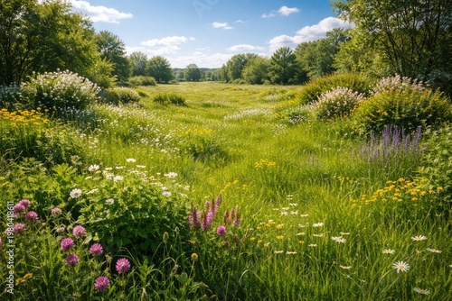 A vibrant green grassland f...