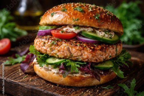 Close up of a homemade salm...